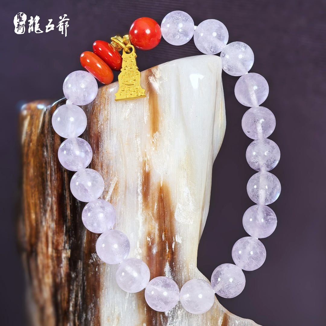 Wisdom and Enlightenment (Amethyst Flame Pattern Red Agate Bracelet)
