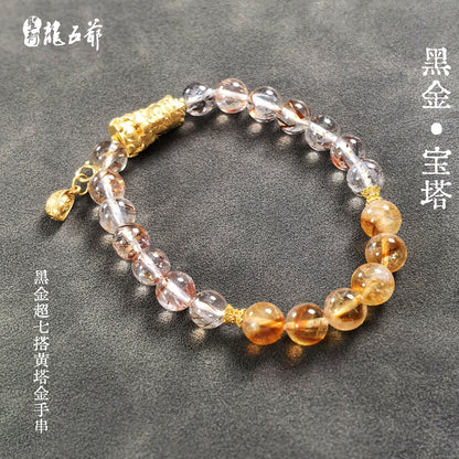 Black Gold Pagoda (Black Gold Super Seven Pagoda Crystal Bracelet)