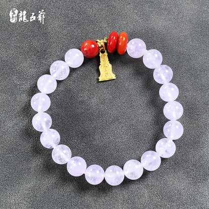 Wisdom and Enlightenment (Amethyst Flame Pattern Red Agate Bracelet)