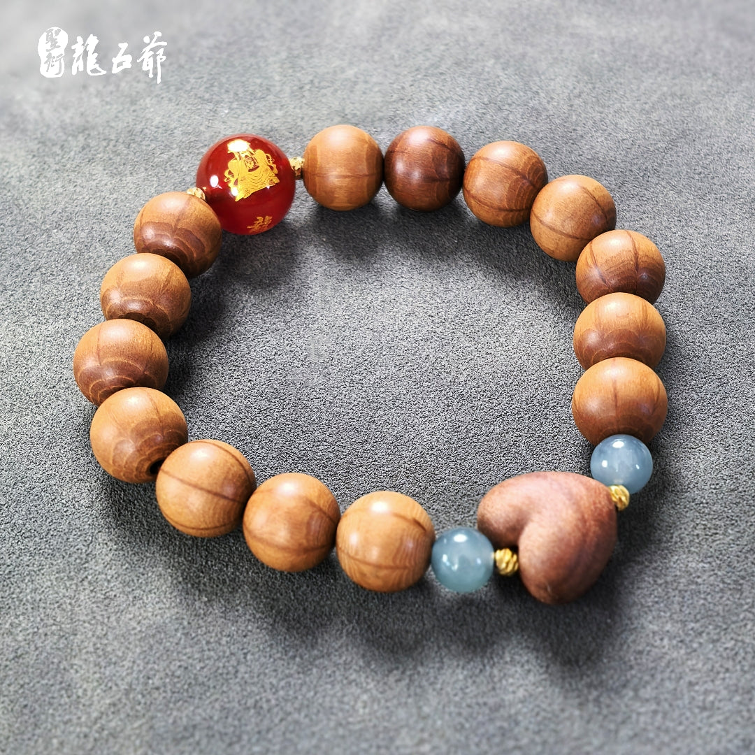 Enlightenment and Tranquility (Old Mountain Sandalwood, Southern Water Jade, Six-Stroke Wood Bracelet)