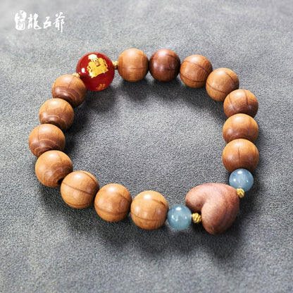 Enlightenment and Tranquility (Old Mountain Sandalwood, Southern Water Jade, Six-Stroke Wood Bracelet)