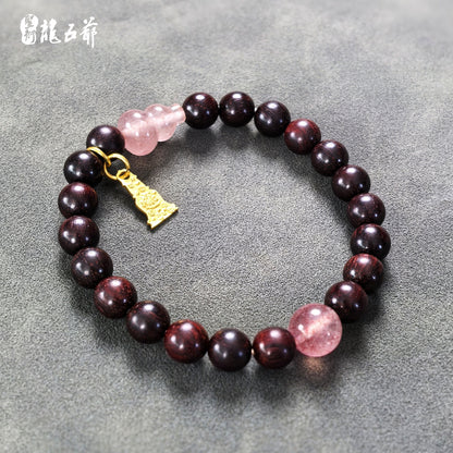 Fortune and Prosperity (Indian Rosewood with Strawberry Quartz)
