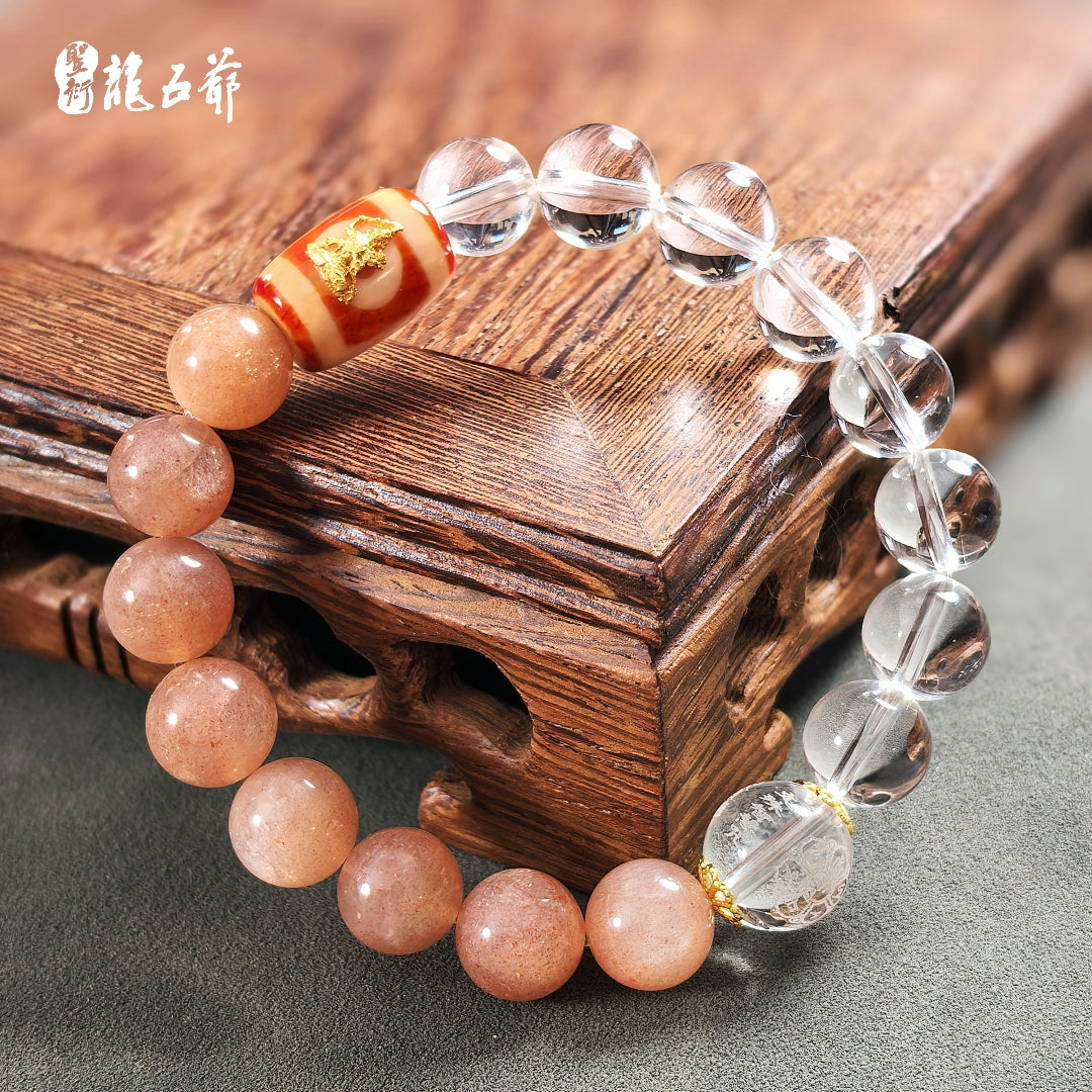 Calm Mind & Tranquil Spirit (Sunstone with White Crystal Bracelet)